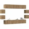 TV staliukas 8 dalių sieninis televizoriaus spintelės komplektas Artisan Oak