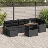 Sodo Sofų Rinkinys su pagalve su saugykla 8 pcs Juoda