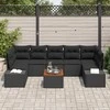 Lauko baldų komplektas Sodo Sofų Rinkinys su pagalve 8 pcs Juoda poliratanas