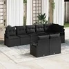 Lauko baldų komplektas Sofos komplektas 8 pcs Juoda poliratanas