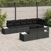 Lauko baldų komplektas Sodo Sofų Rinkinys su pagalve 8 pcs Juoda poliratanas