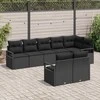 Lauko baldų komplektas Sofos komplektas 8 pcs Juoda poliratanas