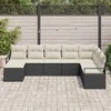 Sofos komplektas su pagalve 8 pcs Juoda poliratanas