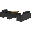 Sofa Sodo Sofų Rinkinys su pagalve 8 pcs Juoda Poli ratanas