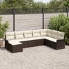 Sodo Sofų Rinkinys su pagalve 8 pcs Ruda Poli ratanas