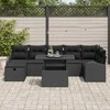 Lauko baldų komplektas Sodo Sofų Rinkinys su pagalve 8 pcs Juoda Poli ratanas