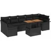 Sodo Sofų Rinkinys su pagalve 8 pcs Juoda