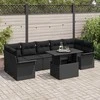 Lauko baldų komplektas Sodo Sofų Rinkinys su pagalve 8 pcs Juoda Poli ratanas