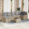 Lauko baldų komplektas Sodo Sofų Rinkinys su pagalve 8 pcs Smėlio Poli ratanas