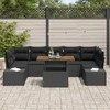 Lauko baldų komplektas Sodo Sofų Rinkinys su saugykla 8 pcs Juoda Poli ratanas
