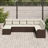 Sodo Sofų Rinkinys su pagalve 8 pcs Ruda Poli ratanas