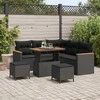 Lauko baldų komplektas Sodo Sofų Rinkinys 8 pcs Juoda poliratanas