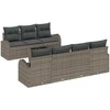 Sodo Sofų Rinkinys 8 pcs Pilka Poli ratanas, plienas ir stiklas