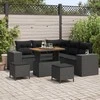 Lauko baldų komplektas Sodo Sofų Rinkinys su pagalve 8 pcs Juoda poliratanas