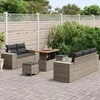 Lauko baldų komplektas Sodo Sofų Rinkinys 8 pcs Pilka poliratanas