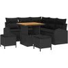 Sodo Sofų Rinkinys su pagalve su saugykla 8 pcs Juoda
