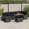 Lauko baldų komplektas Sodo Sofų Rinkinys su pagalve 8 pcs Juoda poliratanas