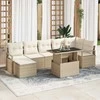 Sodo Sofų Rinkinys su pagalve 8 pcs smėlio ir kreminės spalvos