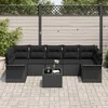Lauko baldų komplektas Sodo Sofų Rinkinys su pagalve 8 pcs Juoda poliratanas