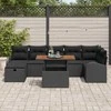 Sodo Sofų Rinkinys su pagalve 8 pcs Juoda poliratanas