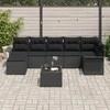 Lauko baldų komplektas Sodo Sofų Rinkinys su pagalve 8 pcs Juoda poliratanas