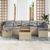 Lauko baldų komplektas Sodo Sofų Rinkinys su pagalve 8 pcs Smėlio Poli ratanas