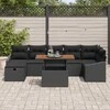 Lauko baldų komplektas Sodo Sofų Rinkinys su pagalve 8 pcs Juoda poliratanas