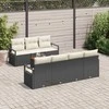 Lauko baldų komplektas Sodo Sofų Rinkinys su pagalve 8 pcs Juoda poliratanas