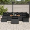 Lauko baldų komplektas Sodo Sofų Rinkinys su pagalve 8 pcs Juoda poliratanas