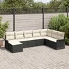Sodo Sofų Rinkinys su pagalve 8 pcs Juoda Poli ratanas