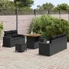Lauko baldų komplektas Sodo Sofų Rinkinys su pagalve 8 pcs Juoda poliratanas