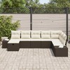 Sodo Sofų Rinkinys su pagalve 8 pcs Ruda Poli ratanas