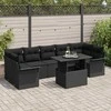Lauko baldų komplektas Sodo Sofų Rinkinys su pagalve 8 pcs Juoda poliratanas