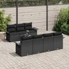 Lauko baldų komplektas Sodo Sofų Rinkinys su pagalve 8 pcs Juoda poliratanas