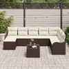 Sodo Sofų Rinkinys su pagalve 9 pcs Ruda Poli ratanas