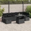 Lauko baldų komplektas Sodo Sofų Rinkinys su pagalve 8 pcs Juoda Poli ratanas