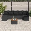 Lauko baldų komplektas Sodo Sofų Rinkinys su pagalve 8 pcs Juoda poliratanas