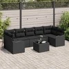 Sodo Sofų Rinkinys 8 pcs Juoda Poli Ratanas, Plienas ir Stiklas