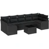 Sodo Sofų Rinkinys 8 pcs Juoda Poli Ratanas, Plienas ir Stiklas