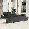 Sofos komplektas su pagalve 8 pcs Juoda poliratanas