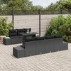 Sofos komplektas su pagalve 8 pcs Juoda poliratanas