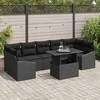 Sodo Sofų Rinkinys su pagalve 8 pcs Juoda poliratanas