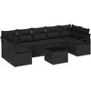 Sodo Sofų Rinkinys 8 pcs Juoda Poli ratanas, plienas ir stiklas