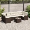Sodo Sofų Rinkinys su pagalve 8 pcs Ruda ir grietinėlė