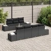 Lauko baldų komplektas Sodo Sofų Rinkinys su pagalve 8 pcs Juoda poliratanas