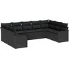 Lauko baldų komplektas Sodo Sofų Rinkinys su saugykla 9 pcs Juoda poliratanas