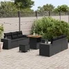 Lauko baldų komplektas Sodo Sofų Rinkinys su pagalve 9 pcs Juoda Poli ratanas