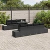 Sodo Sofų Rinkinys su pagalve 9 pcs Juoda poliratanas
