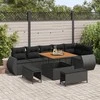 Lauko baldų komplektas Sodo Sofų Rinkinys 9 pcs Juoda poliratanas