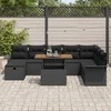 Lauko baldų komplektas Sodo Sofų Rinkinys su pagalve 9 pcs Juoda poliratanas